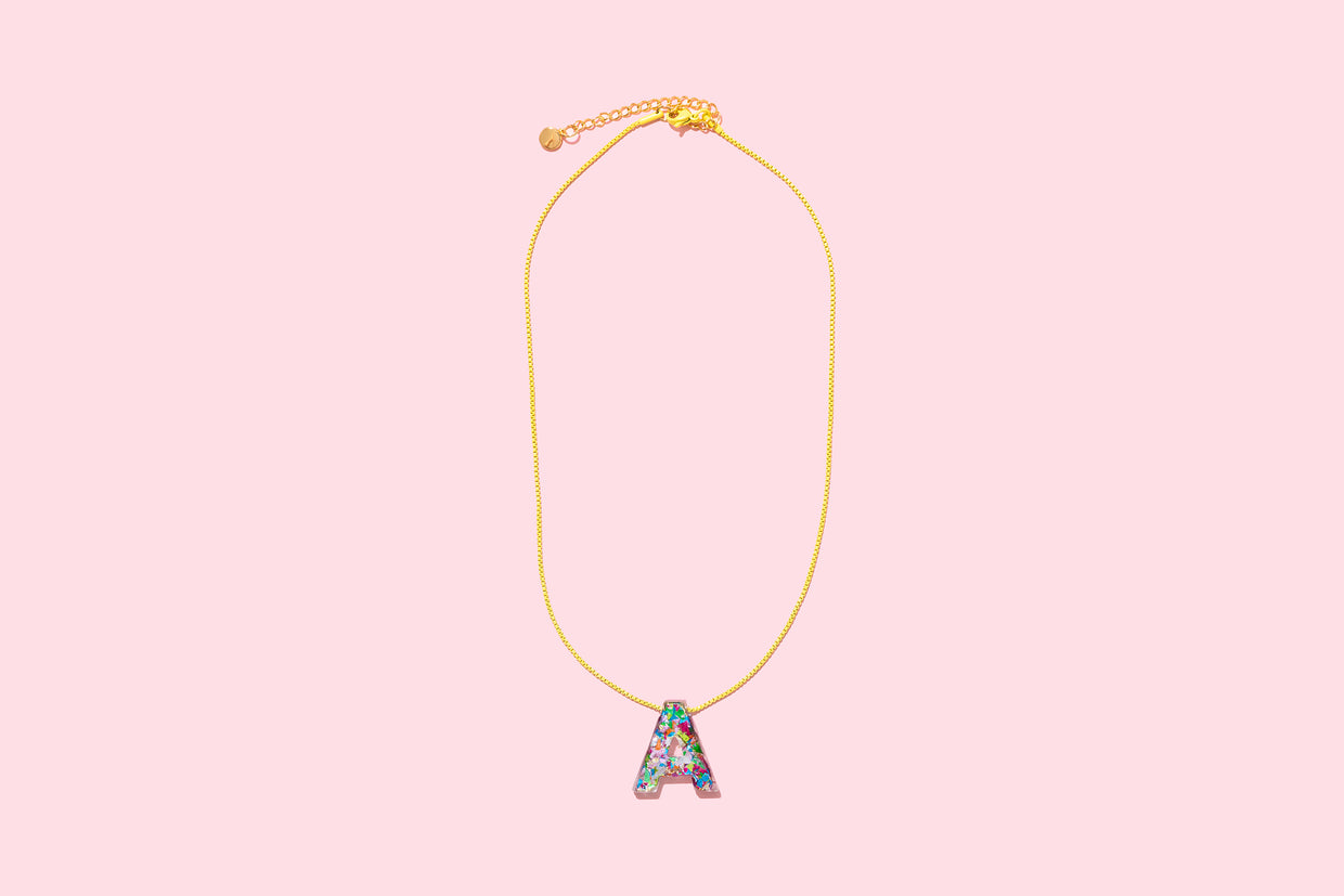 Colorful Confetti Letter Necklace Asst - 1 (CN-ASST)