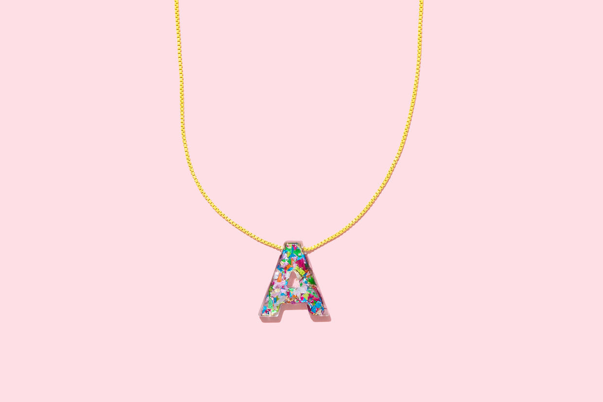 Colorful Confetti Letter Necklaces - 2