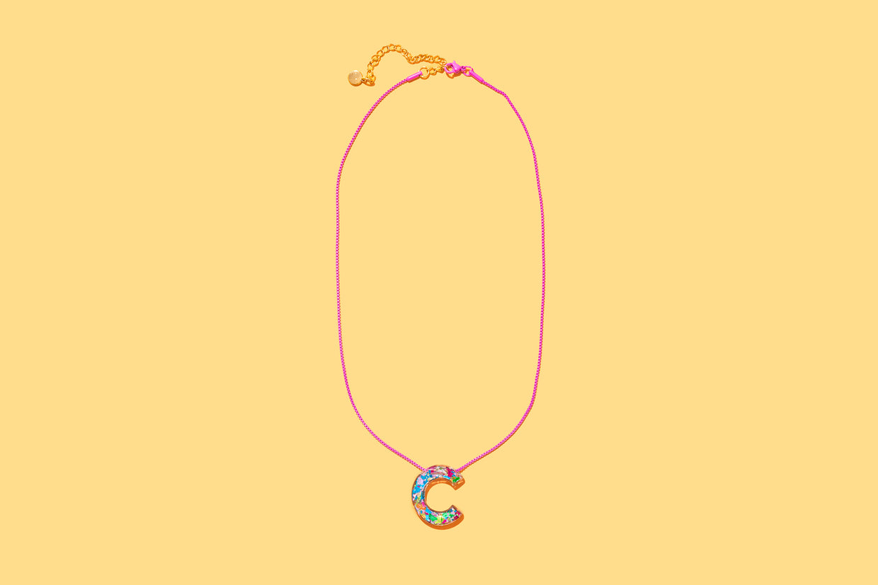 Colorful Confetti Letter Necklace Asst w/ Display - 1 (CN-ASST-DISP)