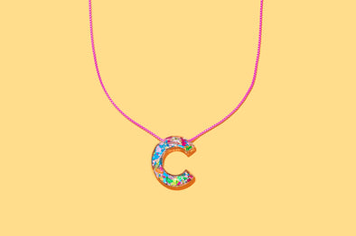 Colorful Confetti Letter Necklace Asst - 1 (CN-ASST)