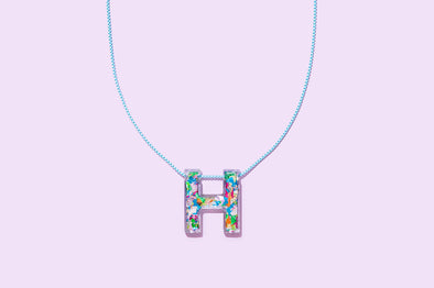 Colorful Confetti Letter Necklace Asst w/ Display - 1 (CN-ASST-DISP)