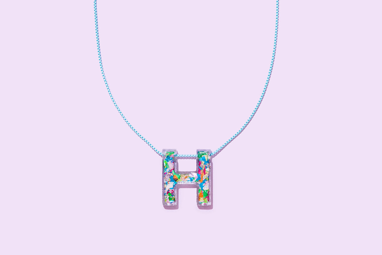 Colorful Confetti Letter Necklace Asst w/ Display - 1 (CN-ASST-DISP)