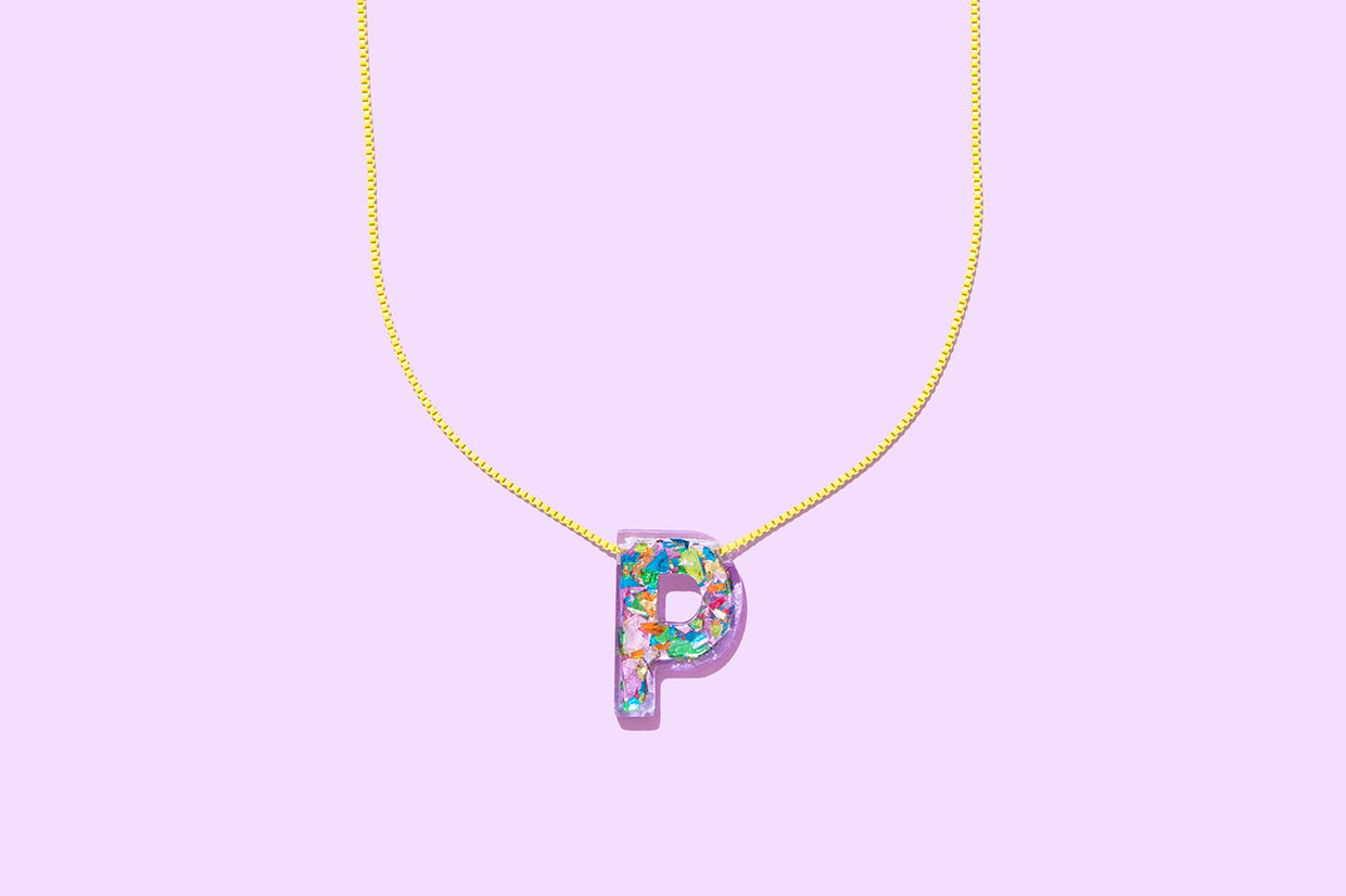 Colorful Confetti Letter Necklaces - 2