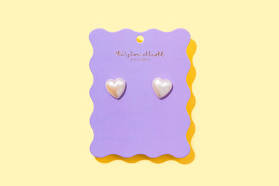 Stud - Meredith Pearl Heart - 2 (E-04)