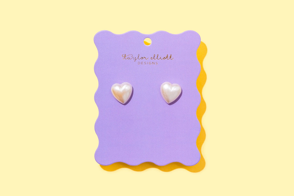 Stud - Meredith Pearl Heart - 2 (E-04)