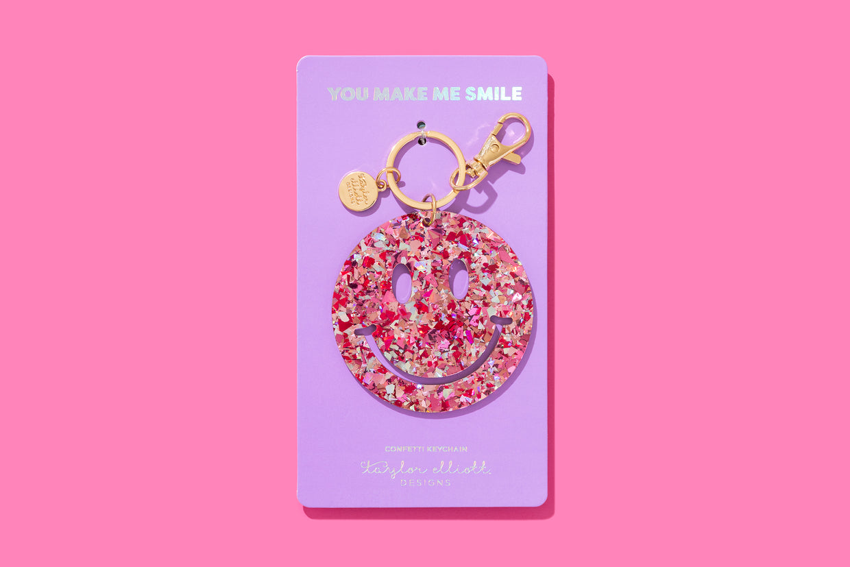 Keychain - Smiles - Pink Confetti -4 (KC-19)