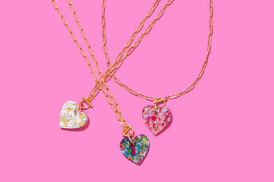 Pearl Confetti Heart Necklace - 2 (N-02)